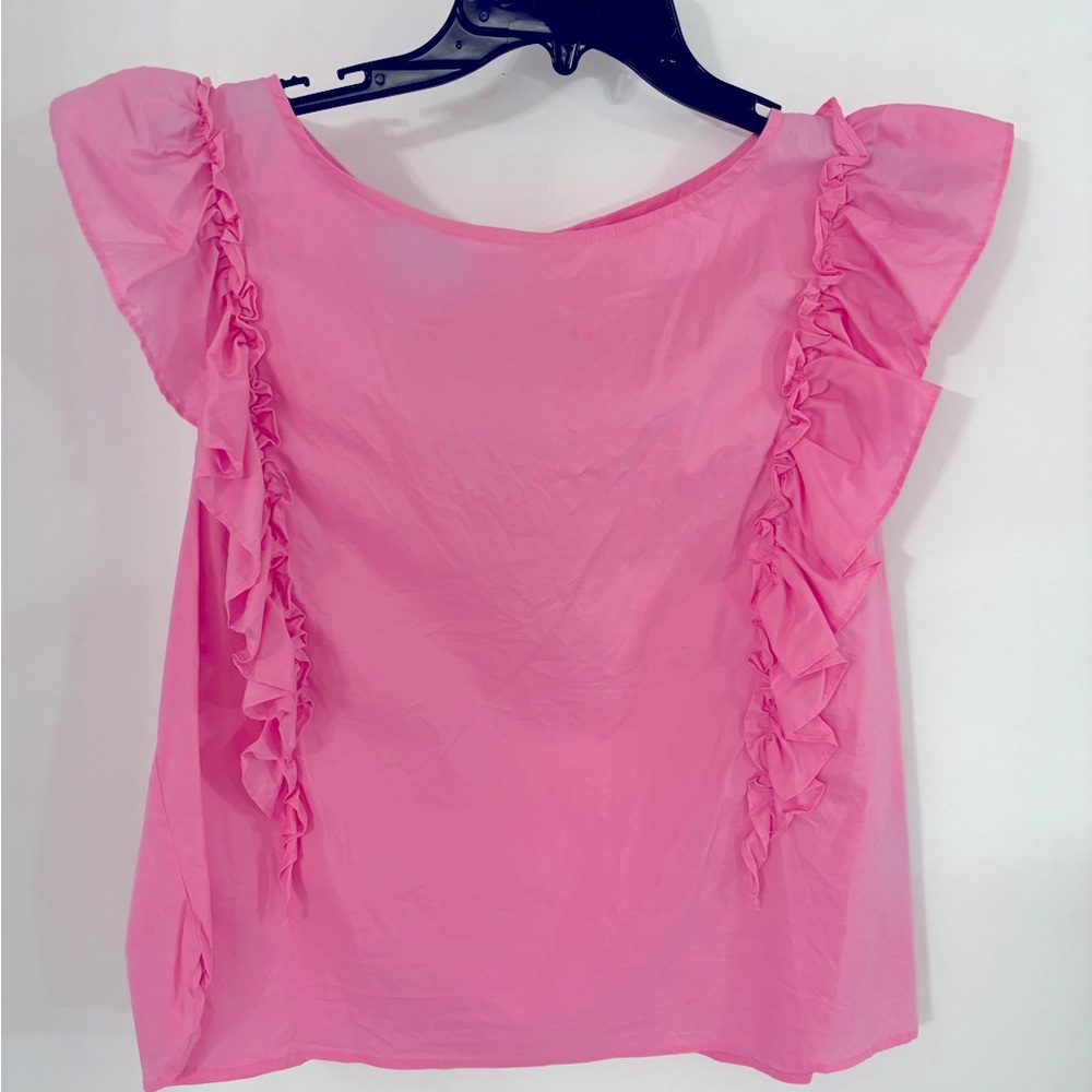 2/$15- Bebe Candy Pink Ruffle Top